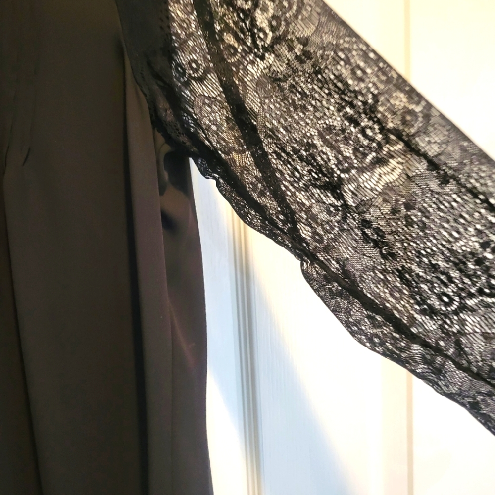 Black Polyester and Lace Blouse
